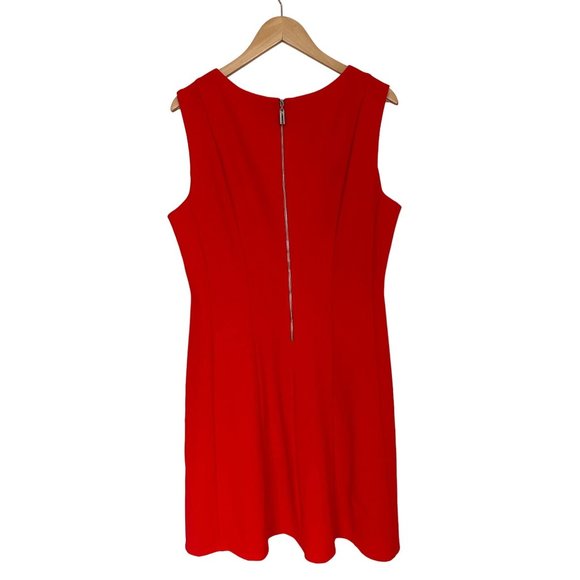 Size 18 2X RED-ORANGE SLEEVELESS‎ FIT & FLARE DRESS Summer Wedding PLUS SIZE - Picture 4 of 4